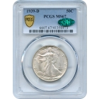 1939-D 50C Walking Liberty Half Dollar PCGS MS67 (CAC) - A Conditional Rarity!