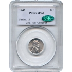 1943 1C Lincoln Head Steel Cent PCGS MS68 (CAC)