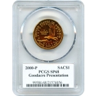 2000-P SAC$1 Sacagawea Dollar, Goodacre Presentation PCGS SP68 Signed TD Rogers