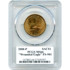 2000-P SAC$1 Sacagawea Dollar, 'Wounded Eagle' FS-901 variety PCGS MS66 Signed TD Rogers