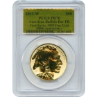 2013-W $50 Gold American Buffalo, Reverse Proof PCGS PR70 Gold Foil First Strike w/box & COA