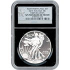 2013-W S$1 Silver American Eagle 1oz NGC PF70 Enhanced Finish - First Releases Mint Set (2) of (2)