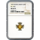 BG-1002, 1859 California Fractional Gold 50C, Liberty Round NGC MS66PL R4+