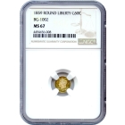 BG-1002 G50C 1859 California Fractional, Liberty Round NGC MS67 R4+