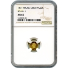 BG-1011 G50C 1871 California Fractional, Liberty Round NGC MS66 R2