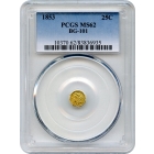 1853 California Fractional Gold 25C, Liberty Octagonal BG-101 PCGS MS62 R5-