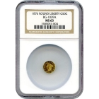 BG-1039A, 1876 California Fractional Gold 50C, Liberty Round NGC MS63 R6+