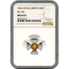 BG- 104, 1854 California Gold Rush Circulating Fractional Gold 25C, Liberty Octagonal NGC MS64 Prooflike R5+