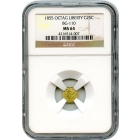 BG- 110, 1855 California Gold Rush Circulating Fractional Gold 25C, Liberty Octagonal NGC MS64 R4+