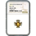 BG-1124, 1874 California Fractional Gold $1, Indian Octagonal NGC MS65+DPL R4+