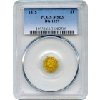 BG-1127 G$1 1875 California Fractional, Indian Octagonal PCGS MS63 R4 Ex.1950 Golden Anniversary