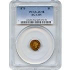 BG-1205, 1870 California Fractional Gold $1, Liberty Round PCGS AU58 R4+