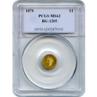 BG-1205 G$1 1870 California Fractional, Liberty Round PCGS MS62 R4+