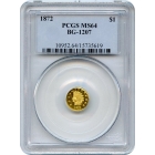 BG-1207, 1872 California Fractional Gold $1, Indian Round PCGS MS64 R5