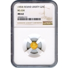 BG- 224, c.1854 California Gold Rush Circulating Fractional Gold 25C, Liberty Round NGC MS62 R3
