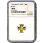 BG- 302, 1853 California Gold Rush Circulating Fractional Gold 50C, Liberty Octagonal, Peacock Reverse NGC MS64 R4-