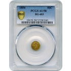 1854 California Fractional Gold 50C, BG-403 Liberty Round PCGS AU58 R7