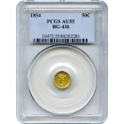 BG- 436, 1854 California Gold Rush Circulating Fractional Gold 50C, Liberty Round, Eagle Reverse PCGS AU55 R6
