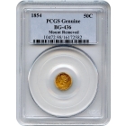 BG- 436, 1854 California Gold Rush Circulating Fractional Gold $1, Liberty Round, Eagle Reverse PCGS Genuine R6