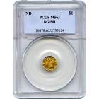 BG- 501, 1853/54 California Gold Rush Circulating Fractional Gold $1, Liberty Head Eagle Reverse PCGS MS63 R5