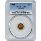 1853 California Fractional Gold G$1, BG-505 Liberty Octagonal PCGS AU58 R4