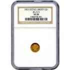 1853 California Gold Rush Circulating Fractional Gold G$1, BG-519 Liberty Octagonal NGC VF20 R4-