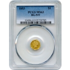BG- 519 G$1 1853 California Fractional, Liberty Octagonal PCGS MS63 R4-