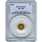 BG- 528, 1854 California Gold Rush Circulating Fractional Gold $1, Liberty Octagonal Gold PCGS AU53 R6