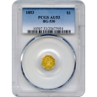 1853 California Gold Rush Circulating Fractional Gold G$1, BG-530 Liberty Octagonal PCGS AU53 R3