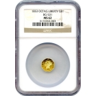 BG- 531 G$1 1853 California Fractional, Liberty Octagonal NGC MS62 R4