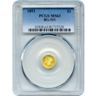 BG- 531, 1853 California Gold Rush Circulating Fractional Gold $1, Liberty Octagonal PCGS MS63 R4