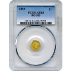 BG- 533 G$1 1855 California Fractional, Liberty Octagonal PCGS AU53 R4-