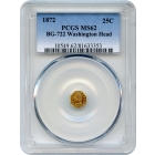 BG- 722, 1872 California Fractional Gold 25C, Washington Head Octagonal PCGS MS62 R4-