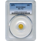 BG- 763, 1870 California Fractional Gold 25C, Liberty Octagonal PCGS MS62 R4-