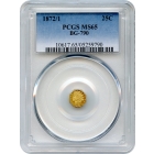 BG- 790, 1872/1 California Fractional Gold 25C, Indian Octagonal PCGS MS65 R3