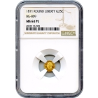 BG- 809 G25C 1871 California Fractional, Liberty Round NGC MS64PL R4-