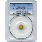 BG- 818, 1872 California Fractional Gold 25C, Washington Head Round PCGS MS64 R4-