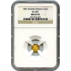 BG- 887 G25C 1881 California Fractional, Indian Round NGC MS67PL R3