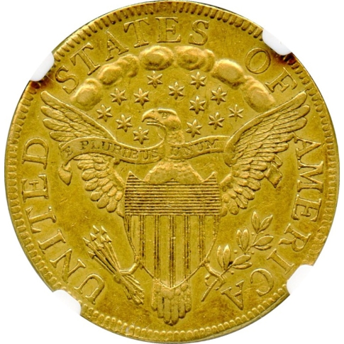 1797 $10 Draped Bust Eagle, Heraldic Eagle NGC AU53 - BD-2 Variety, High R.4, Only 80 to 100 known  
