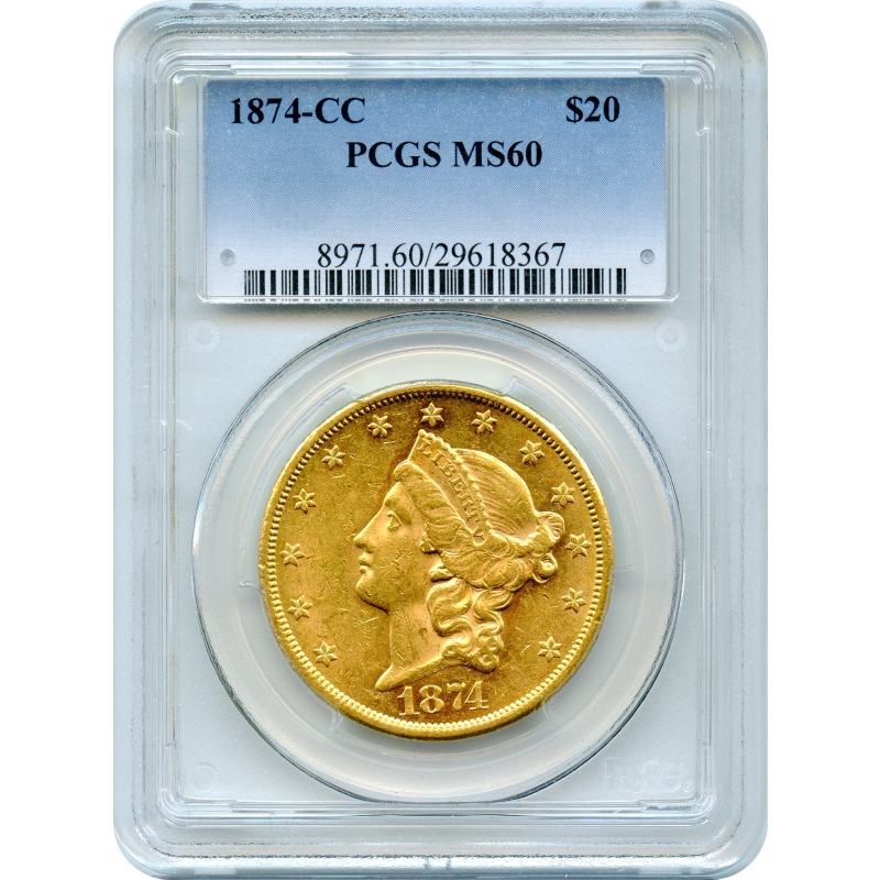 1874-CC $20 Liberty Head Double Eagle PCGS MS60