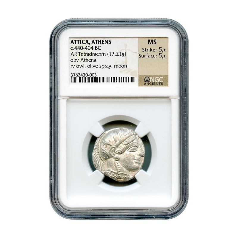 c.440-404 BC ATTICA, ATHENS AR Tetradrachm NGC MS