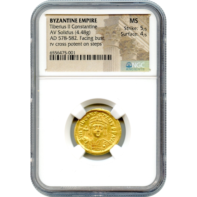 Byzantine Empire - AD 578-582 Tiberius II Constantine AV Solidus NGC MS