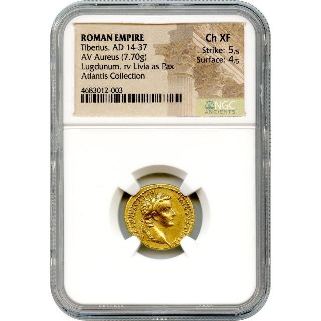 Ancient Rome - 14-37 CE Tiberius AV Aureus NGC Choice XF