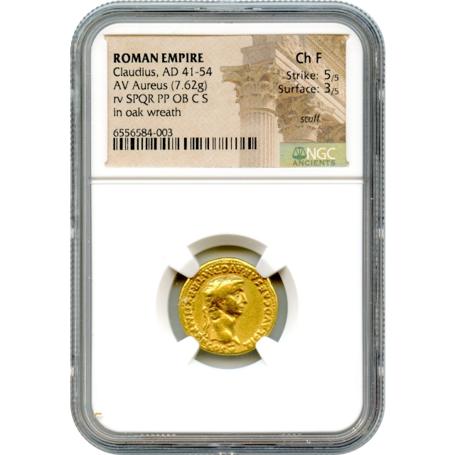 Ancient Rome - 41-54 CE, Claudius AV Aureus, NGC Choice F