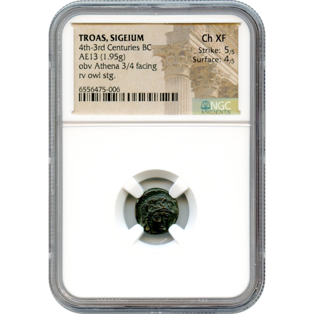 Ancient Greece - 355-334 BCE Troas, Sigeion Æ13 NGC Choice XF