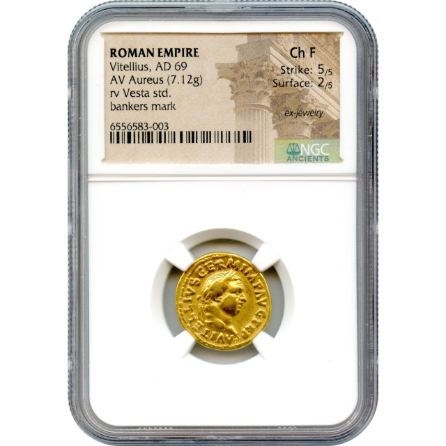 Ancient Rome - 69 CE Vitellius AV Aureus NGC Choice F