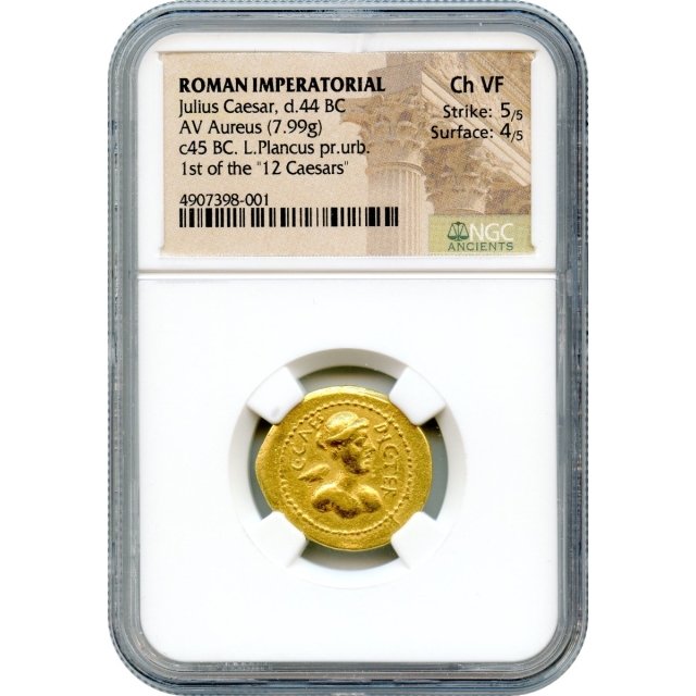 Ancient Rome -   44 BCE Julius Caesar AV Aureus NGC Choice VF