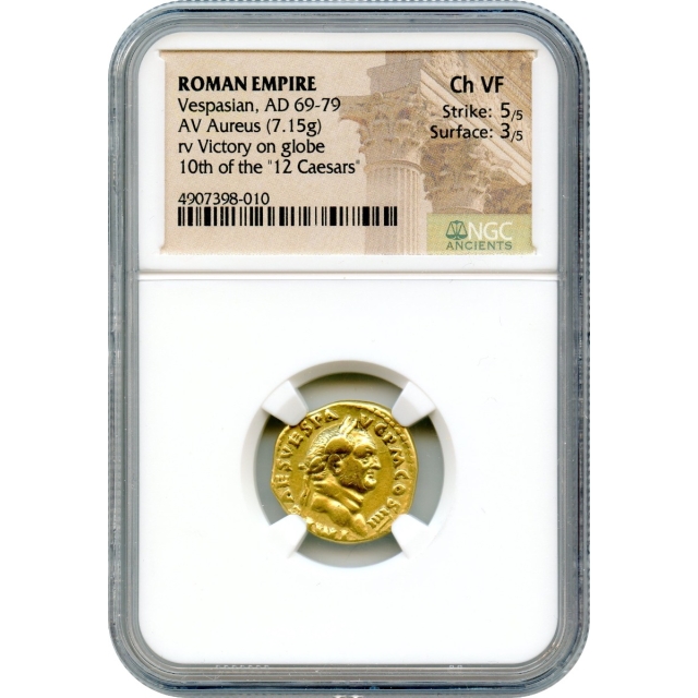 Ancient Rome -  69-79 AD Vespasian AV Aureus NGC Choice VF