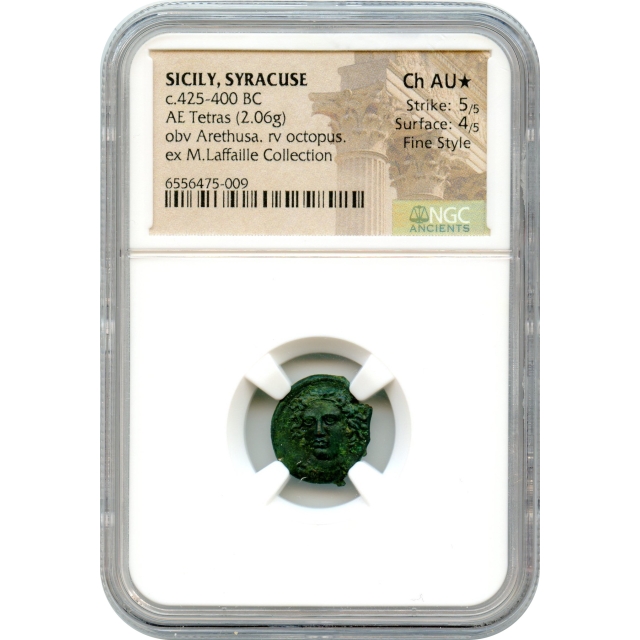 Ancient Greece - 425-400 BCE Sicily, Syracuse AE Tetras NGC Choice AU★ in Fine Style