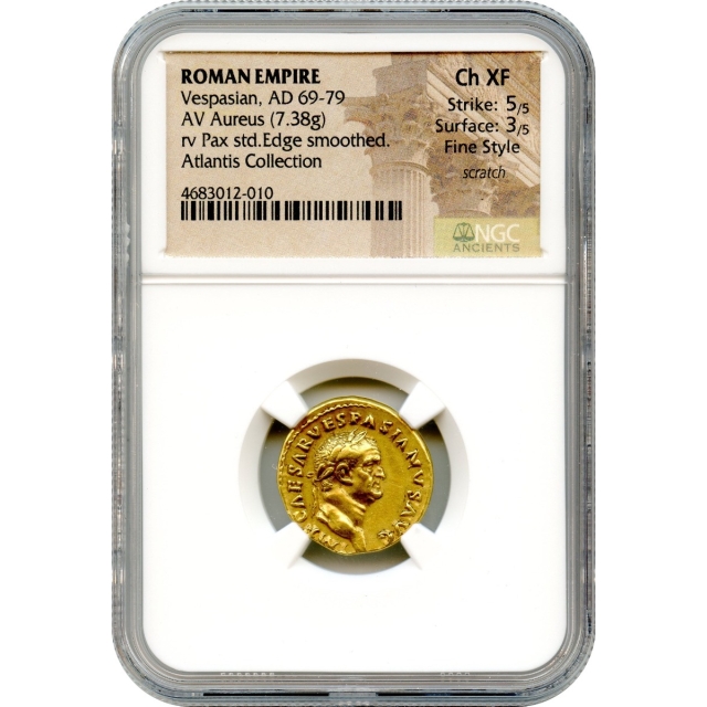 Ancient Rome - 69-79 CE Vespasian AV Aureus NGC Choice XF in Fine Style